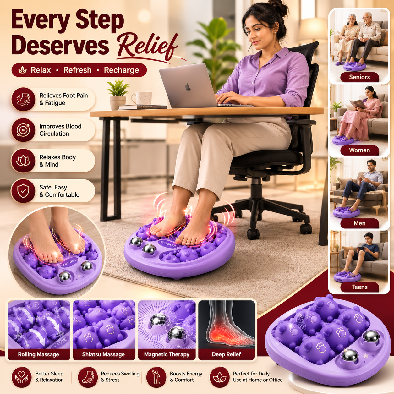 Acupoint Stress Relief Foot Roller Relaxing Massager