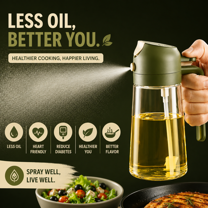 2 In 1 Oil Dispenser & Sprayer Bottle For Kitchen