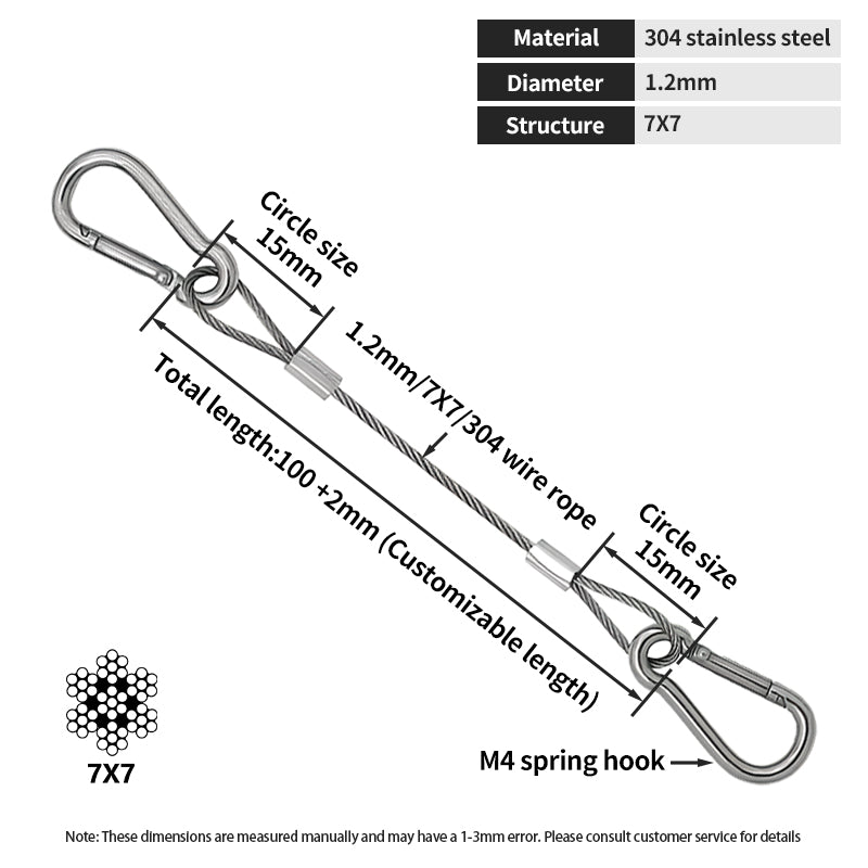 Stainless Steel Wire Rope Clothesline 10 Meter With Hooks