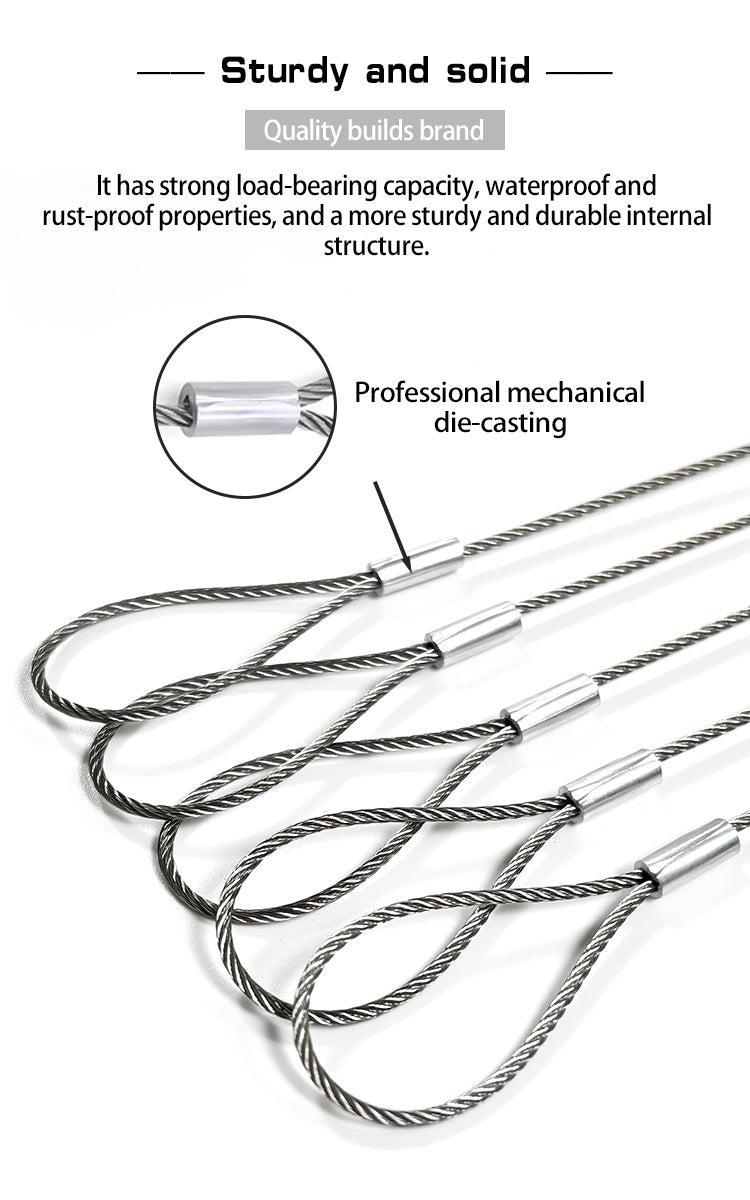 Stainless Steel Wire Rope Clothesline 10 Meter With Hooks