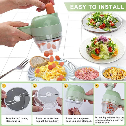 4 in 1 Handheld Electric Vegetable Cutter Set