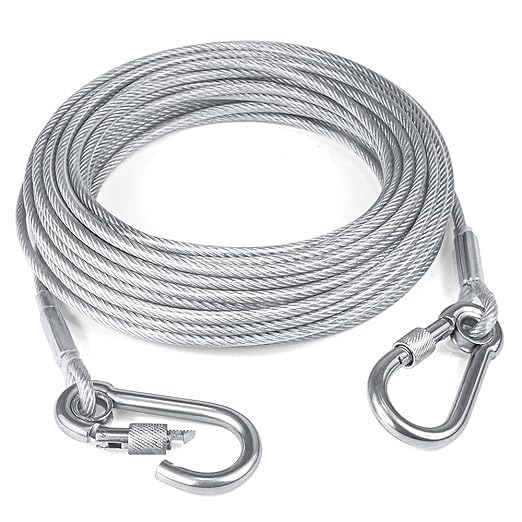 Stainless Steel Wire Rope Clothesline 10 Meter With Hooks