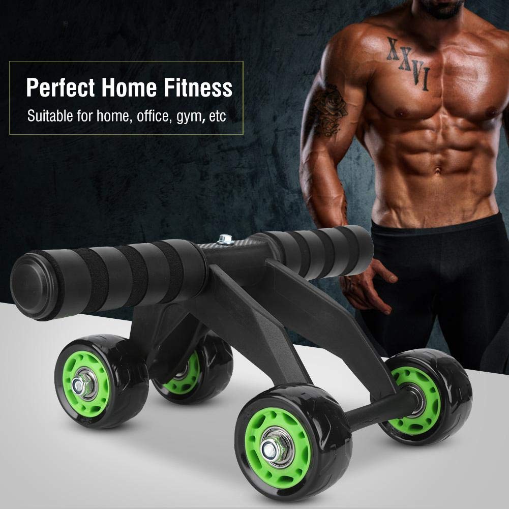 Abdominal Stomach Exerciser 4 Roller/Wheel Training Equipment Abs Massager (Green)