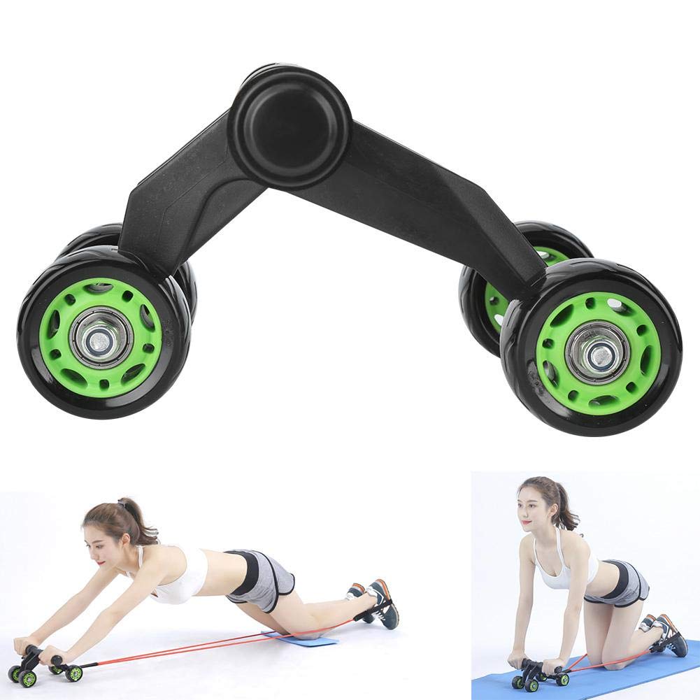 Abdominal Stomach Exerciser 4 Roller/Wheel Training Equipment Abs Massager (Green)