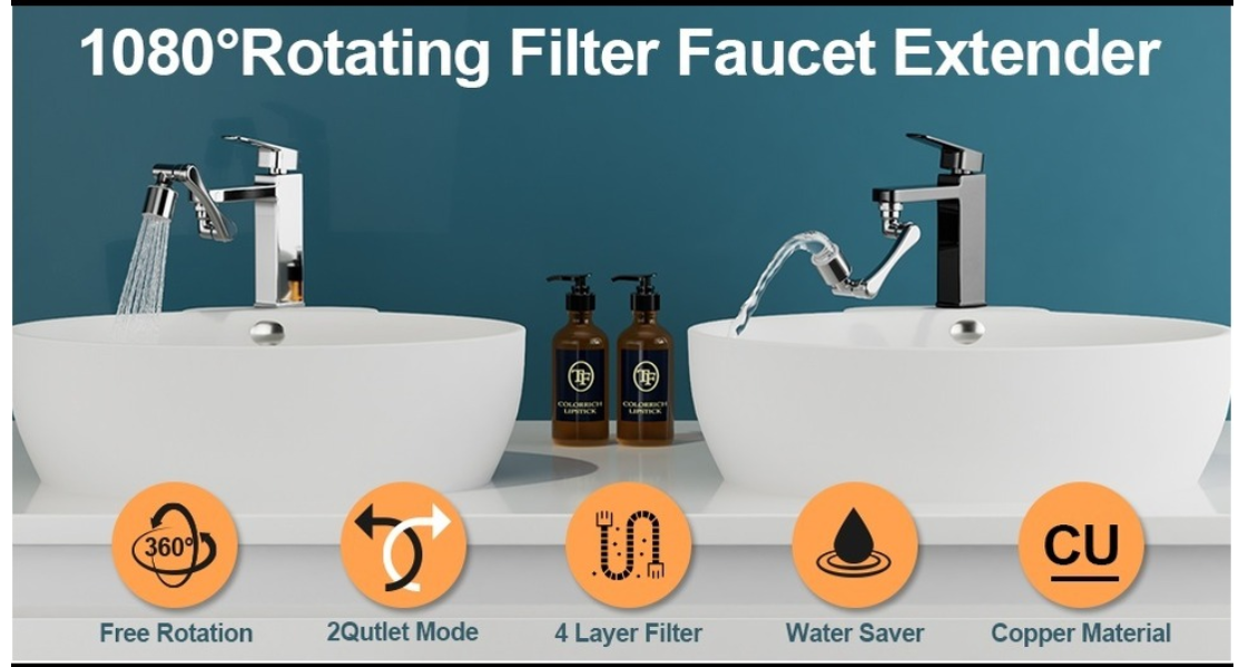 2 Mode Splash Filter Kitchen Tap Extended Faucet