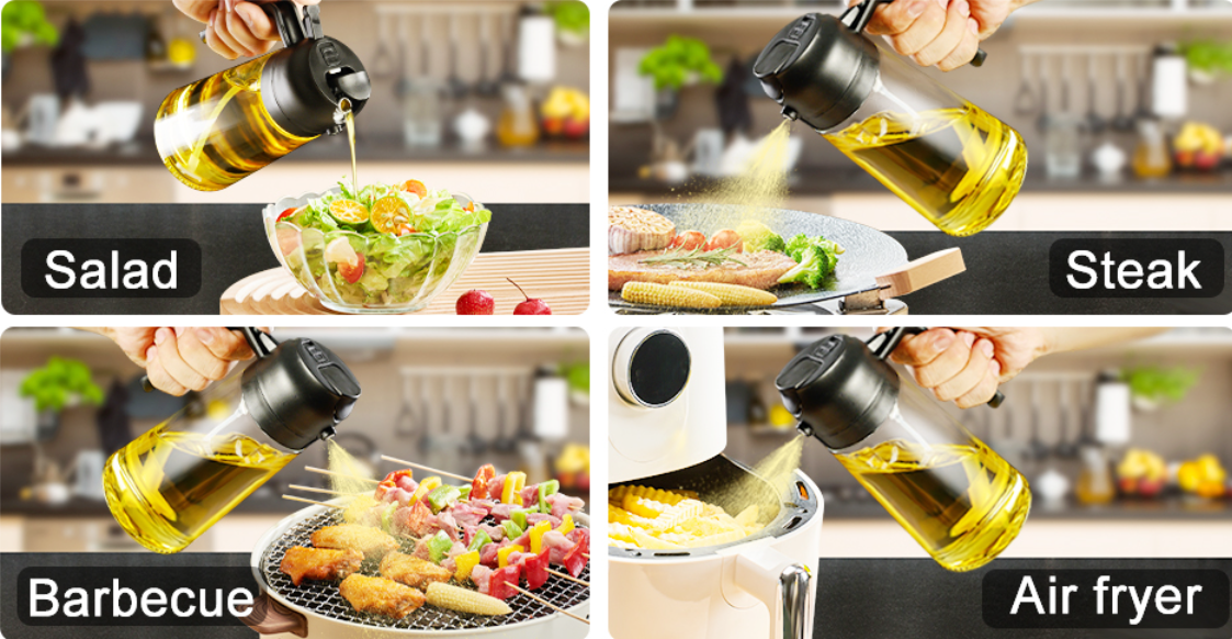 2 In 1 Oil Dispenser & Sprayer Bottle For Kitchen